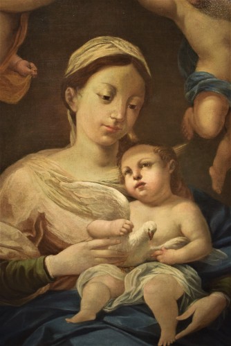 XVIIe siècle - Vierge à l'Enfant et anges - École émilienne du "Correggio"